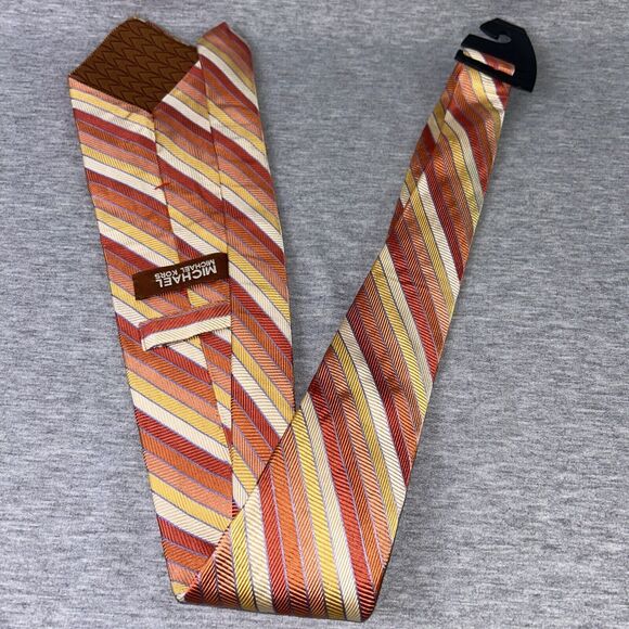 Michael Kors Orange/Gold/Blue Silk Necktie, Great Condition, Used, Bright Colors - Picture 11 of 12